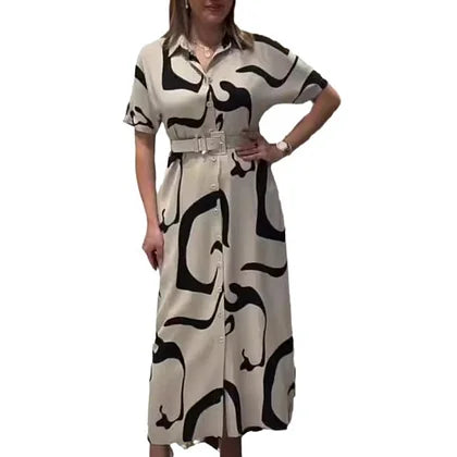 Belle robe avec ceinture - Élégante Robe Confortable