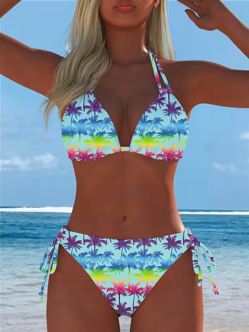 Solène - Ensemble de Bikini Imprimé à Col Croisé