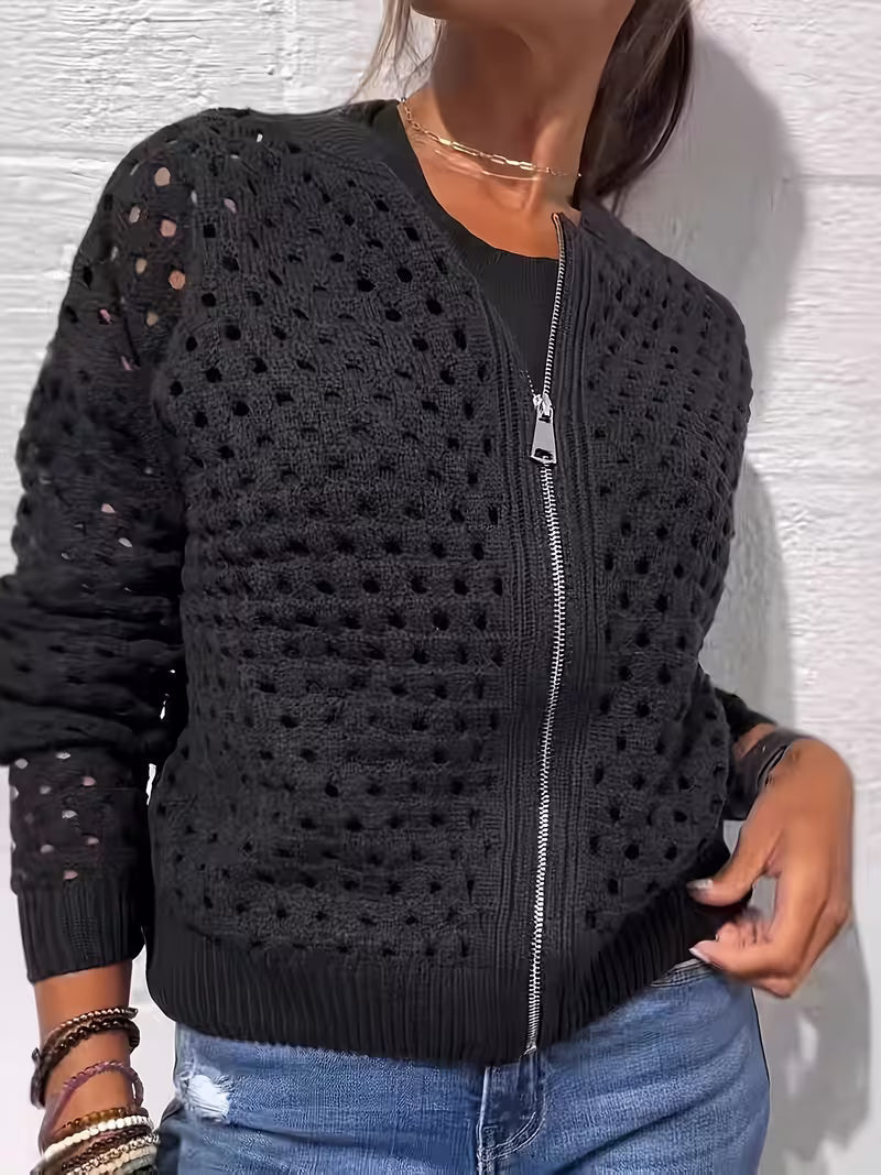 Solmaire — Gilet zippé en tricot creux