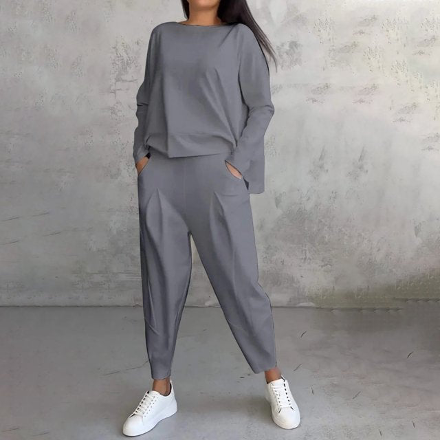 Cotonné — Ensemble Sweatshirt & Pantalon Asymétrique en Coton