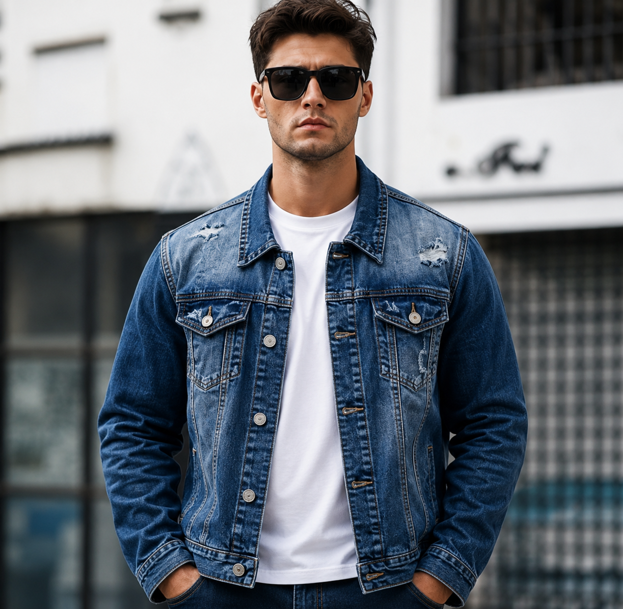 Bramwell — Veste en Jean Délavée Vintage