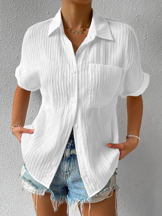 Céline — Blouse ample à col chemise et boutons