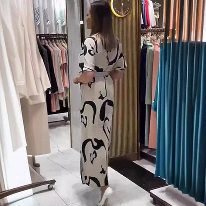 Belle robe avec ceinture - Élégante Robe Confortable