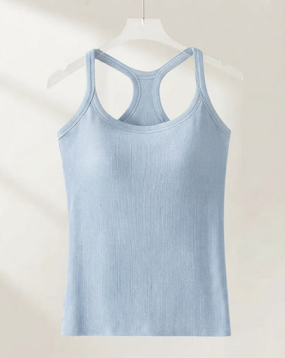 Shaine — Haut uni côtelé avec soutien-gorge intégré