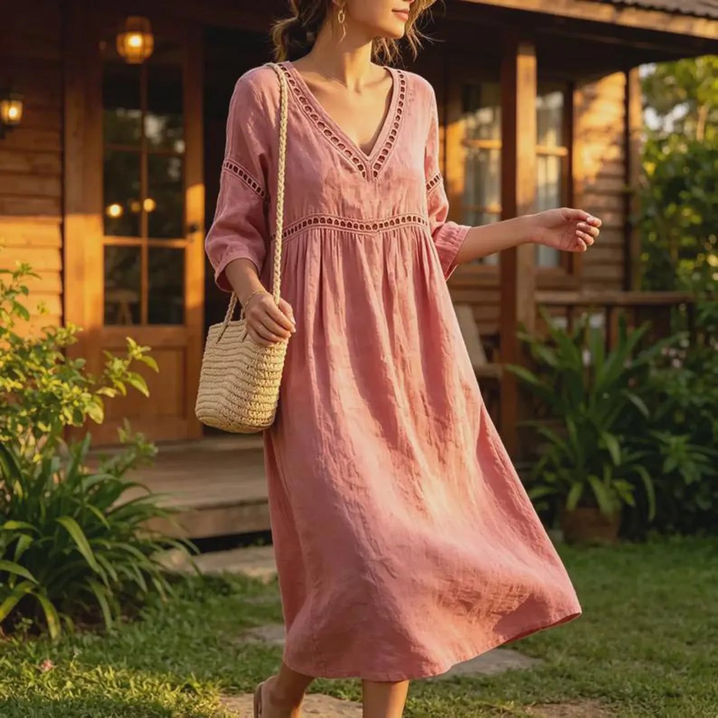 Daisy — Robe Décontractée Découpée Uni