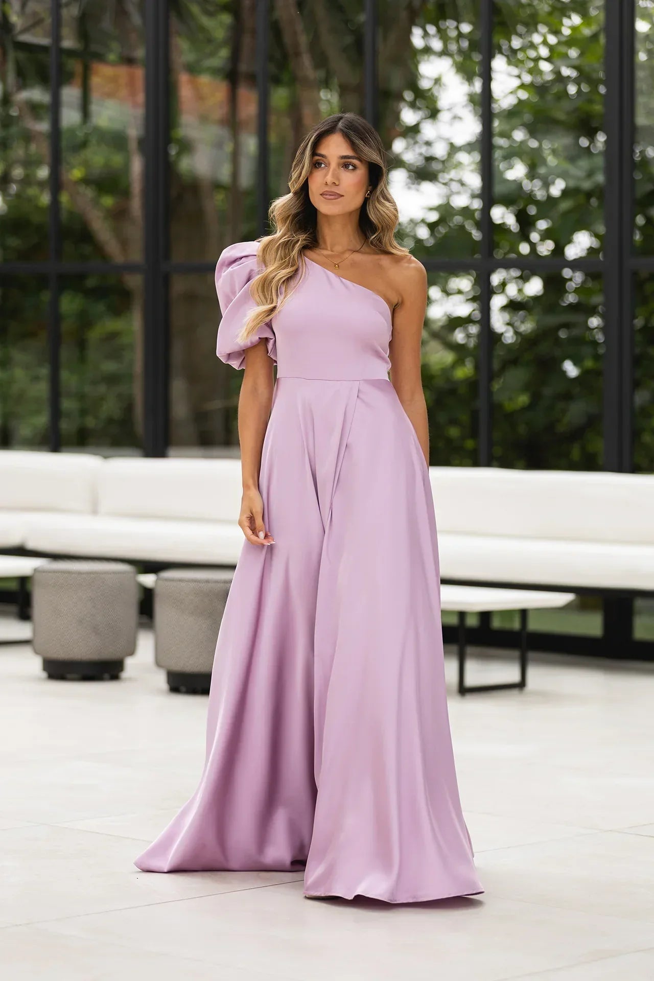 Gracelyn — Robe en satin à épaule unique