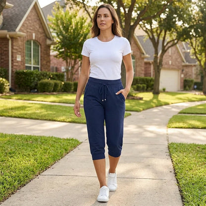 Luvène — Jogging Capri avec Taille Élastique et Poches