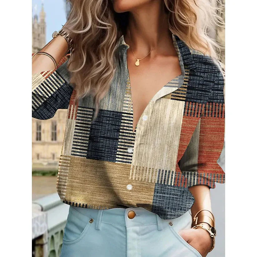 Blouse Color Block - Élégante Chemise Florale