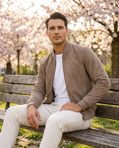 Adrian - Veste Bomber Douce en Suède Premium