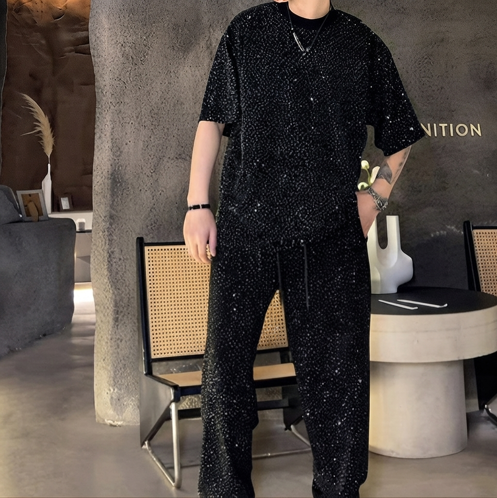 Corvellan — Ensemble à Deux Pièces à Manches Courtes et Pantalon Large