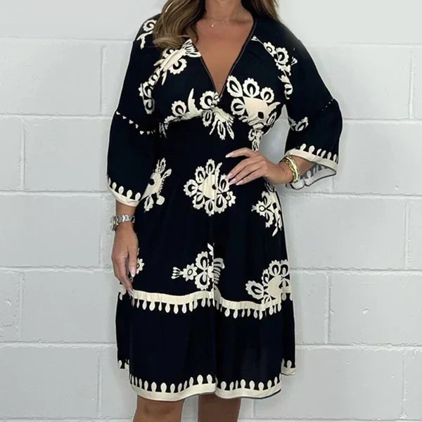 Robe midi bohème à encolure en V Liora