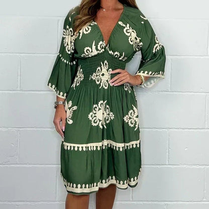 Robe midi bohème à encolure en V Liora