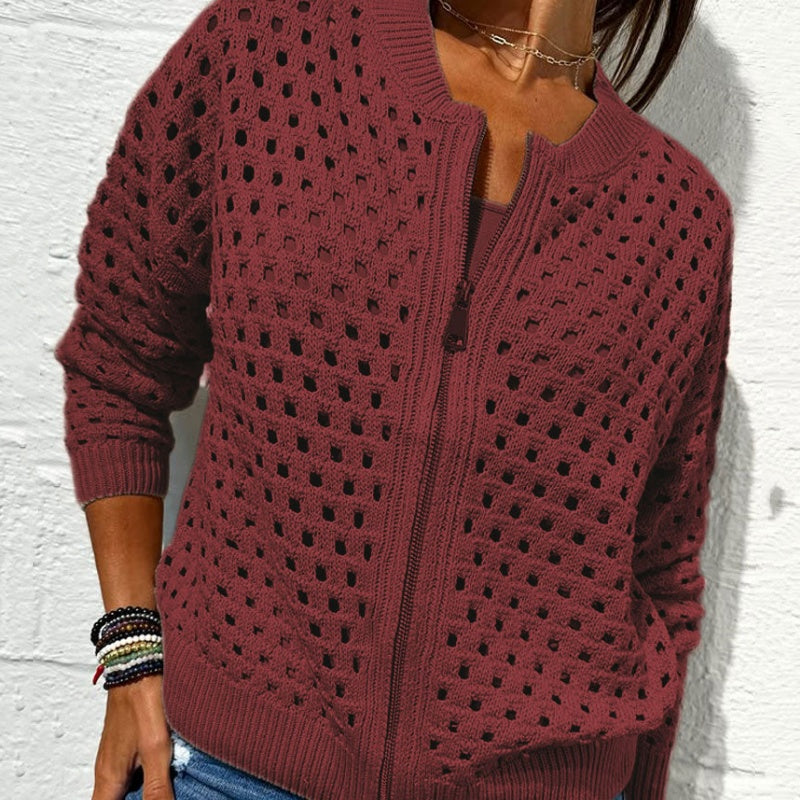 Solmaire — Gilet zippé en tricot creux