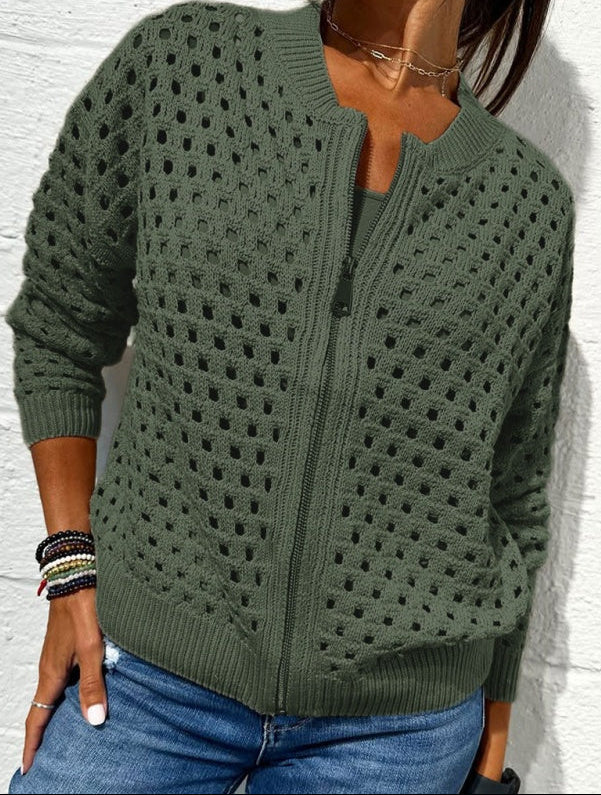 Solmaire — Gilet zippé en tricot creux