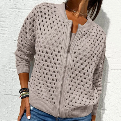 Solmaire — Gilet zippé en tricot creux