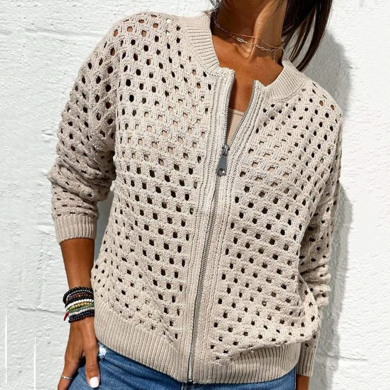 Solmaire — Gilet zippé en tricot creux