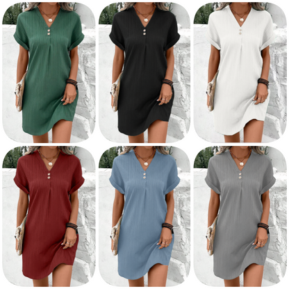 Solène — Robe Midi à Manches Courtes