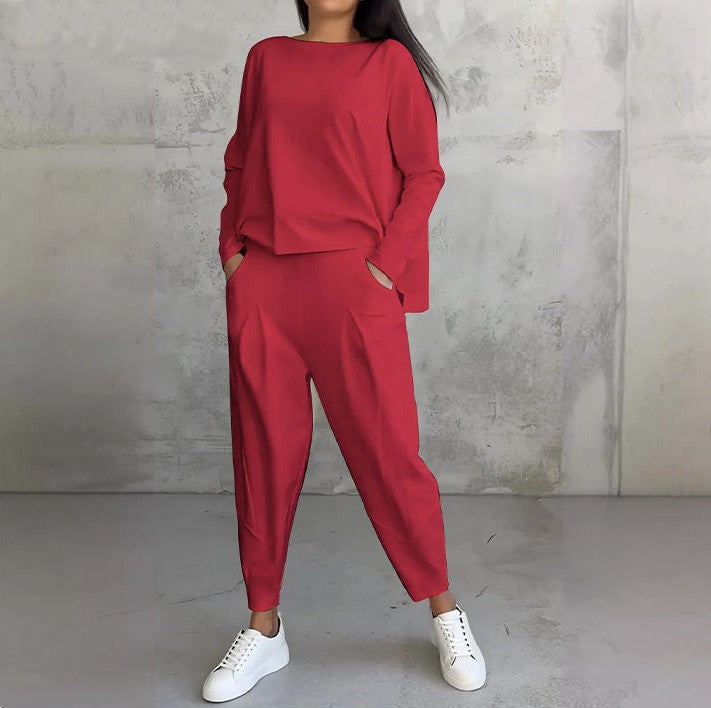 Vellorine — Ensemble haut à manches longues et pantalon à col rond