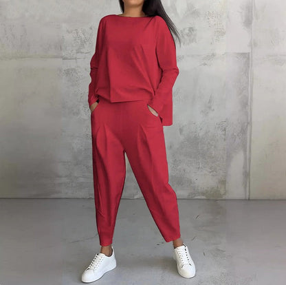 Vellorine — Ensemble haut à manches longues et pantalon à col rond