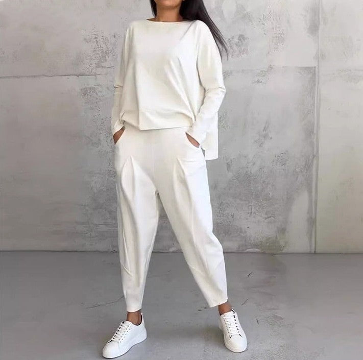 Vellorine — Ensemble haut à manches longues et pantalon à col rond