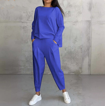 Vellorine — Ensemble haut à manches longues et pantalon à col rond