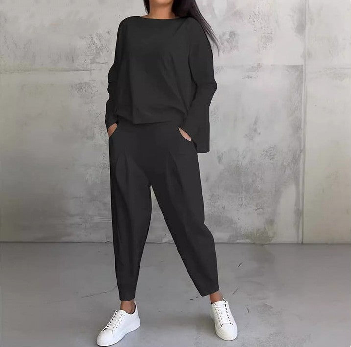 Vellorine — Ensemble haut à manches longues et pantalon à col rond