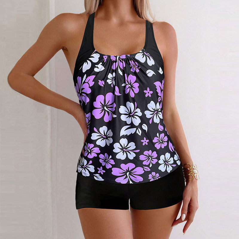 Marbella — Tankini Imprimé avec Short à Contrôle du Ventre