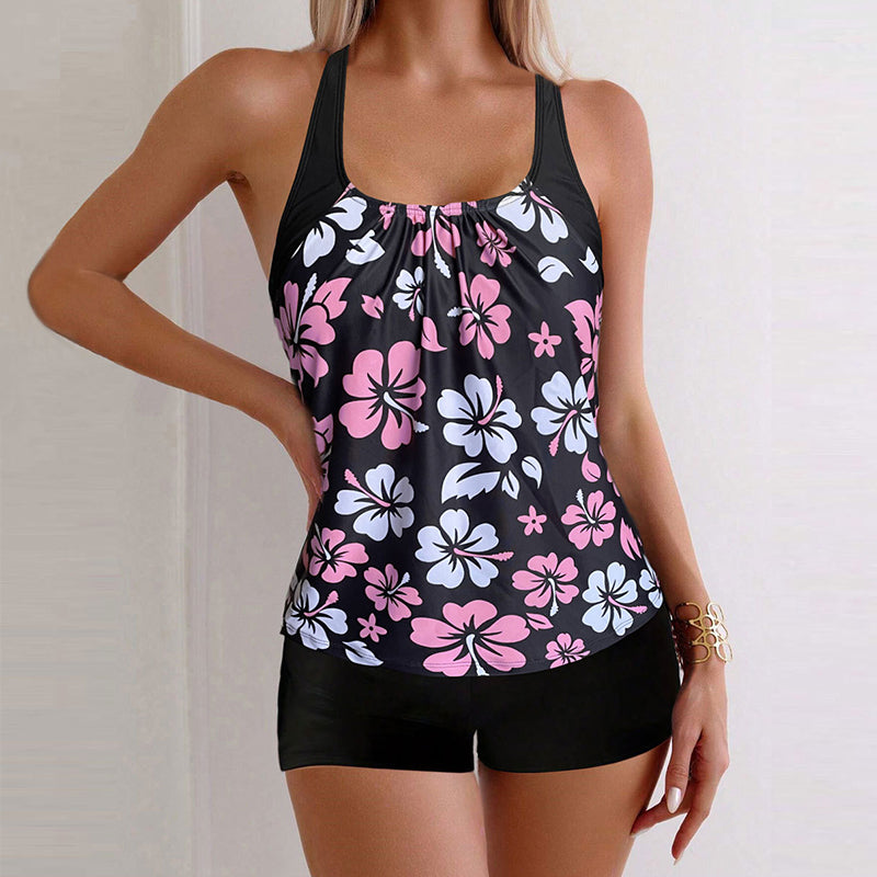 Marbella — Tankini Imprimé avec Short à Contrôle du Ventre