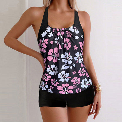 Marbella — Tankini Imprimé avec Short à Contrôle du Ventre