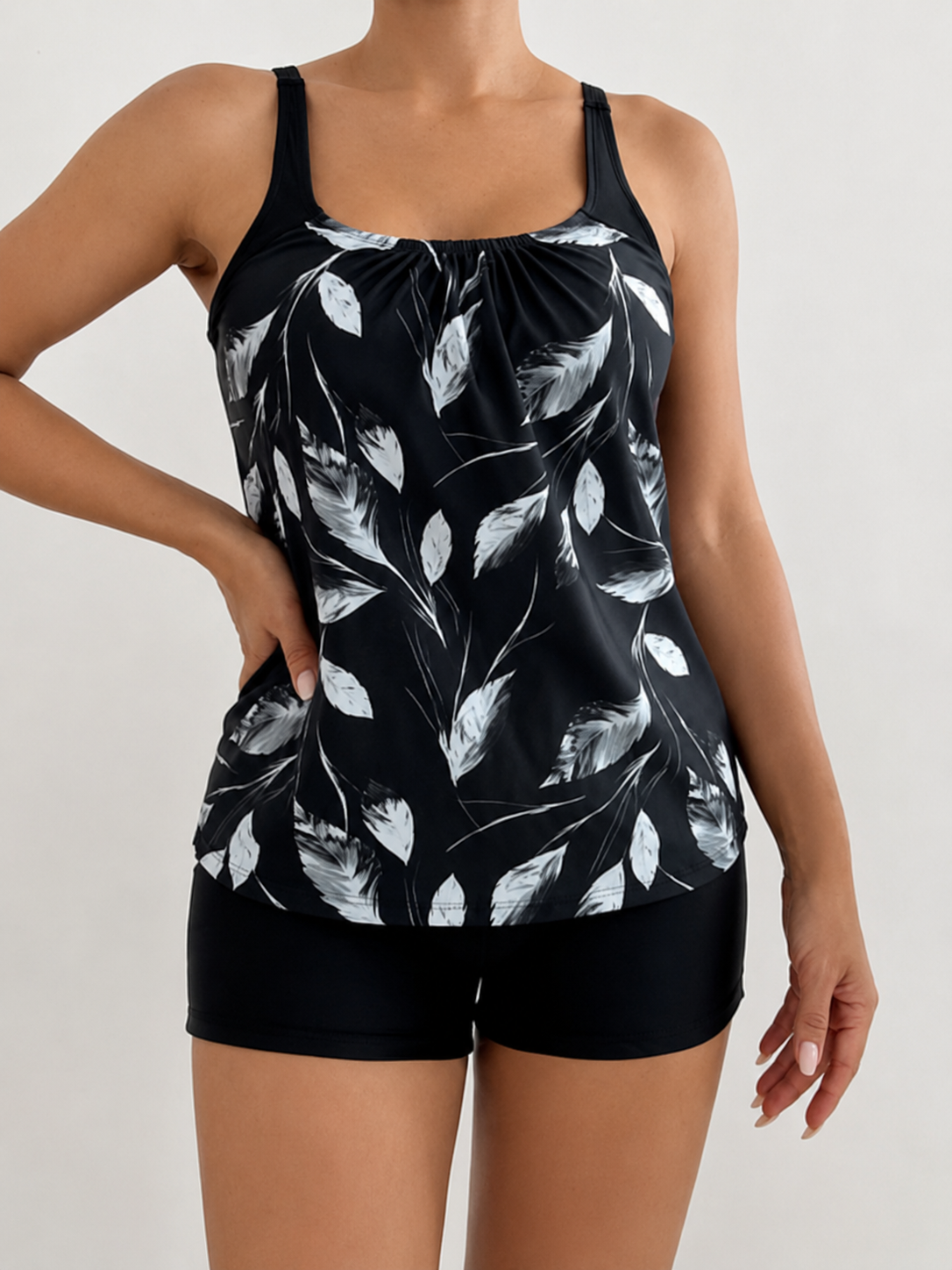 Marbella — Tankini Imprimé avec Short à Contrôle du Ventre