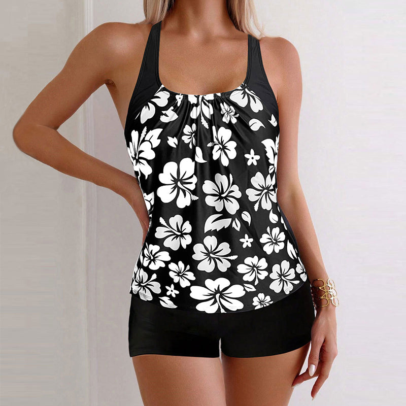 Marbella — Tankini Imprimé avec Short à Contrôle du Ventre