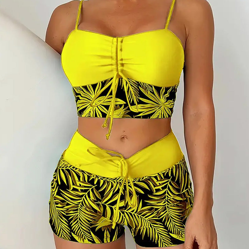 Marielune — Haut de bikini taille haute style short, deux pièces