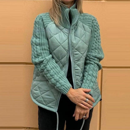 Marolina — Veste Puffer en Patchwork Tricoté