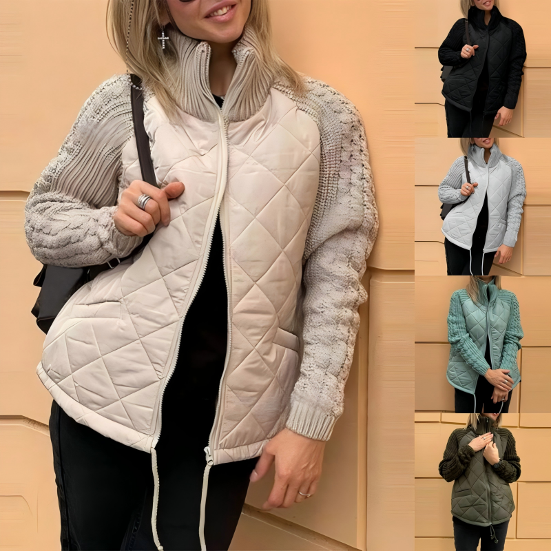 Marolina — Veste Puffer en Patchwork Tricoté