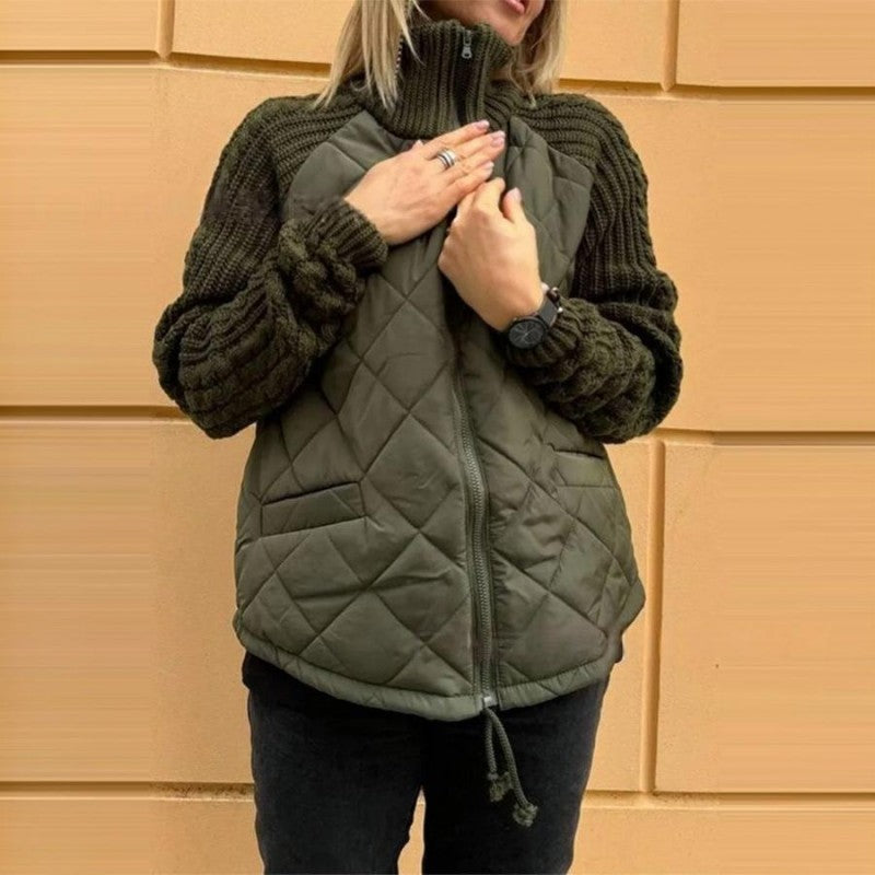 Marolina — Veste Puffer en Patchwork Tricoté