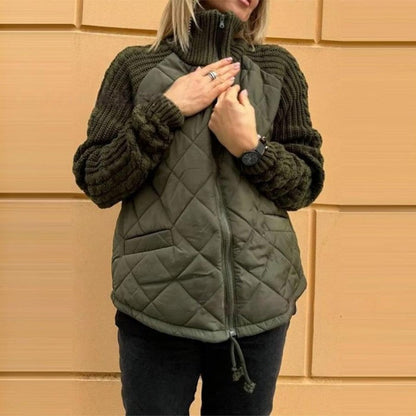 Marolina — Veste Puffer en Patchwork Tricoté