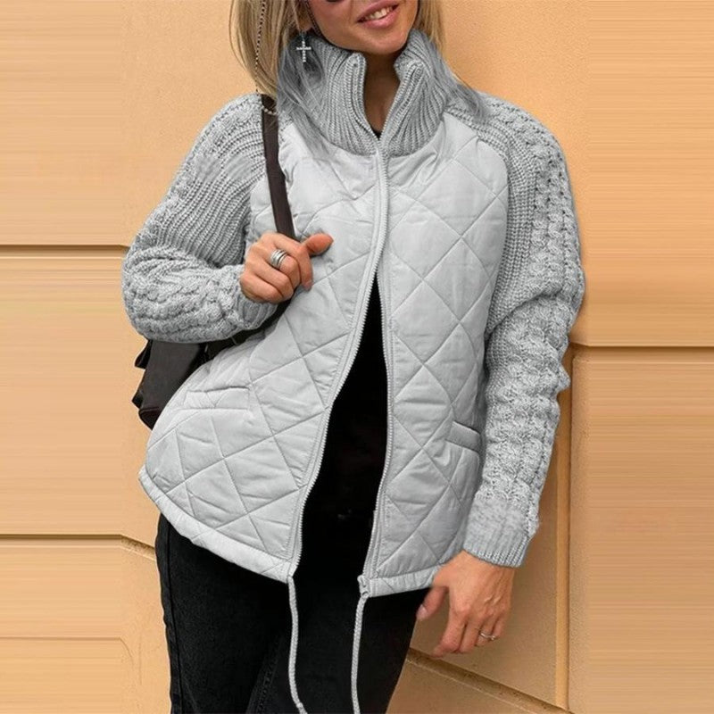 Marolina — Veste Puffer en Patchwork Tricoté
