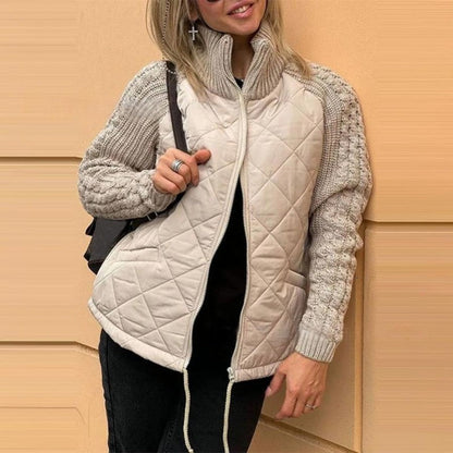 Marolina — Veste Puffer en Patchwork Tricoté
