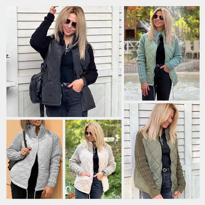 Marolina — Veste Puffer en Patchwork Tricoté