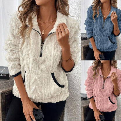Wintherra — Sweat-shirt à poche en polaire à demi-fermeture éclair