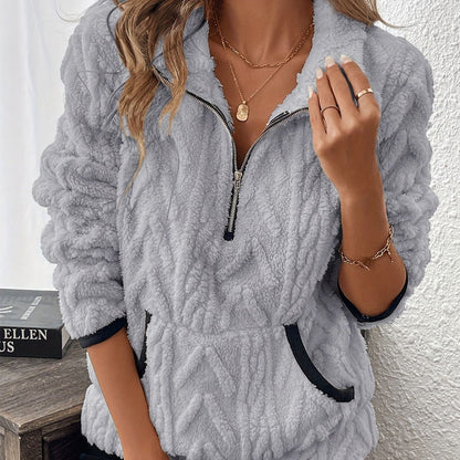 Wintherra — Sweat-shirt à poche en polaire à demi-fermeture éclair