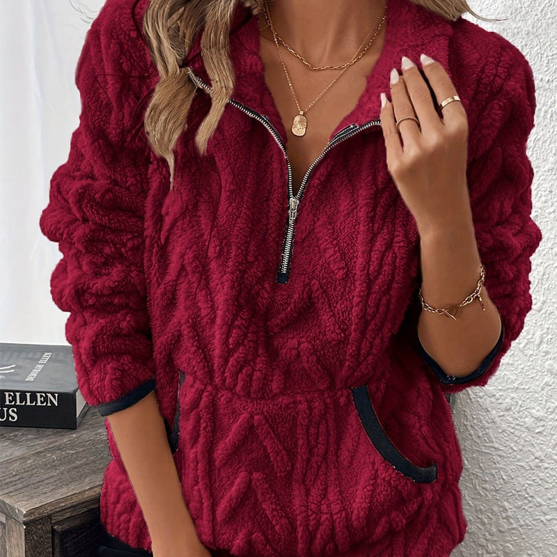 Wintherra — Sweat-shirt à poche en polaire à demi-fermeture éclair