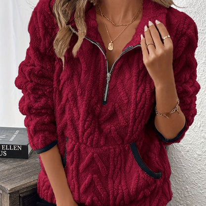 Wintherra — Sweat-shirt à poche en polaire à demi-fermeture éclair