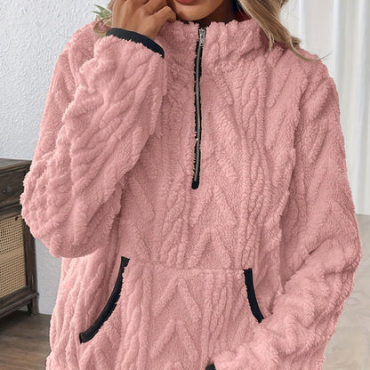 Wintherra — Sweat-shirt à poche en polaire à demi-fermeture éclair