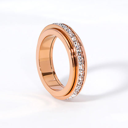 Verallo — Bague Spinner en Acier Titane avec Zirconia
