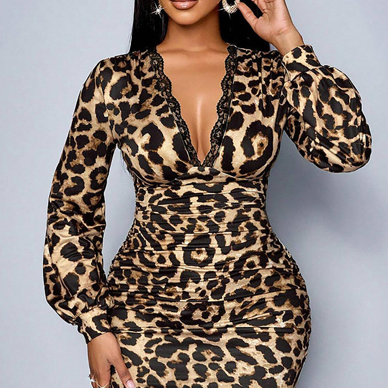 Léonor — Robe Midi Bodycon Imprimé Léopard