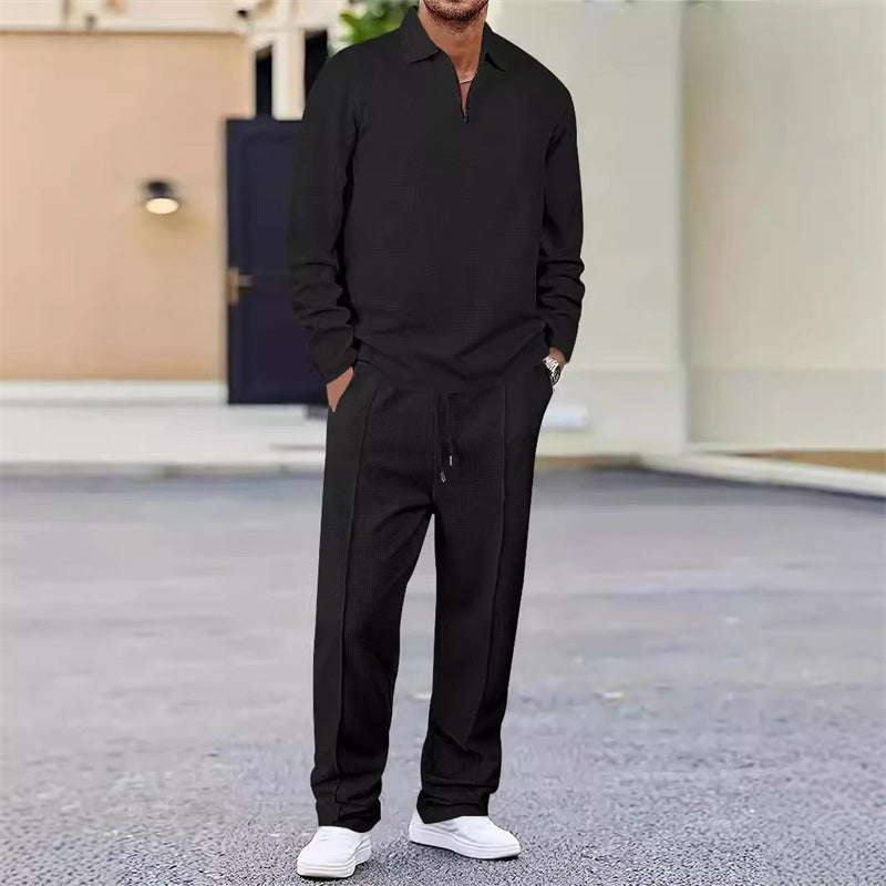 Théoline — Sweat-shirt en tricot gaufré & Pantalon droit