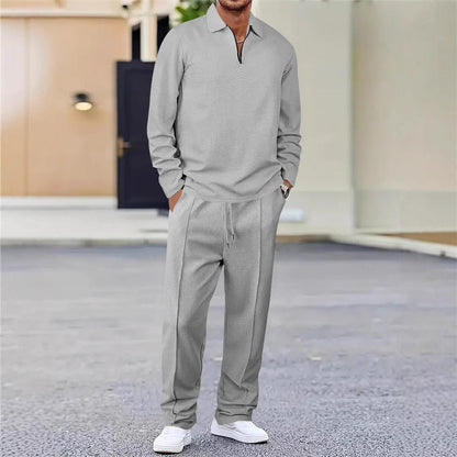 Théoline — Sweat-shirt en tricot gaufré & Pantalon droit