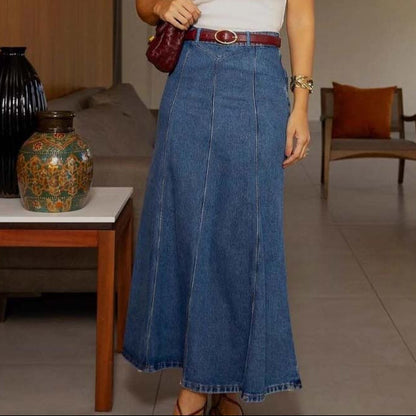 Jupe Maxi en Jean A-Ligne Taille Haute Verdana