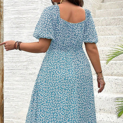 Fleurance — Robe à Manches Courtes avec Fente Florale